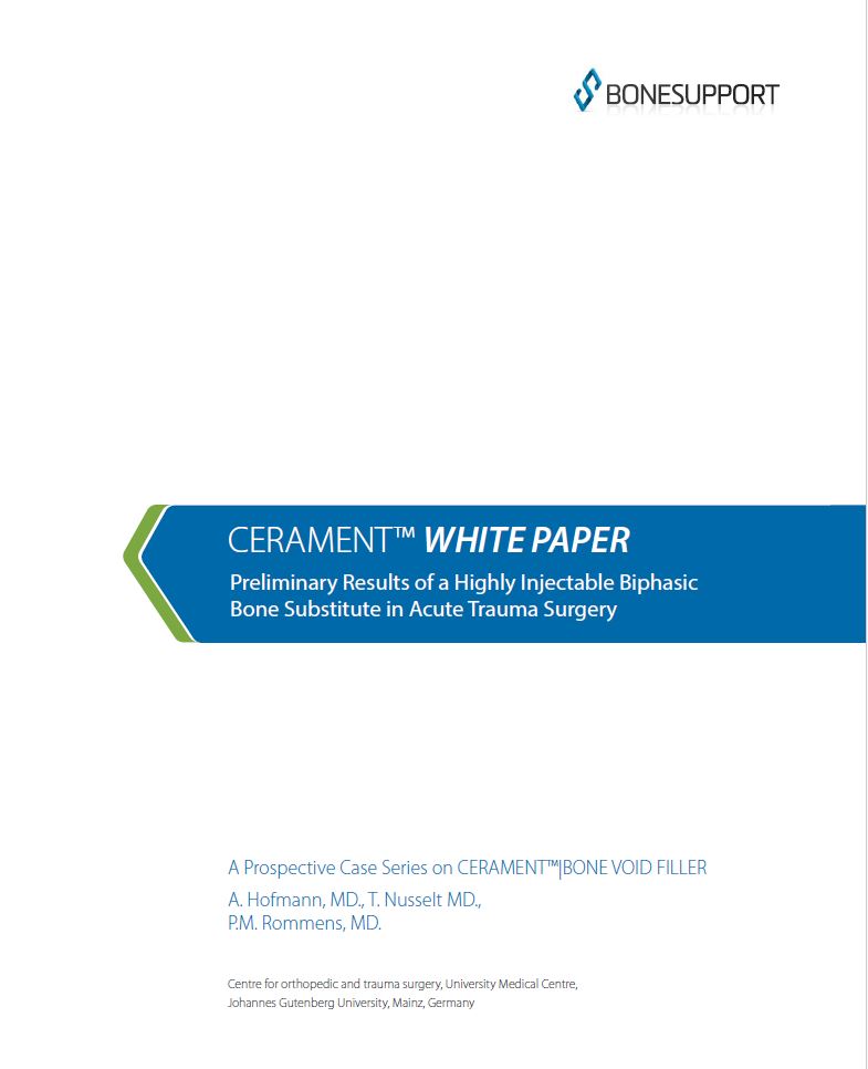 Hofmann white paper – Prospective case series on CERAMENT®|BONE VOID FILLER in trauma surgery US version