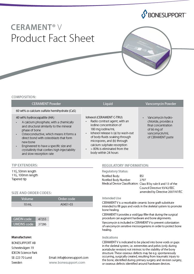 CERAMENT V Product fact sheet