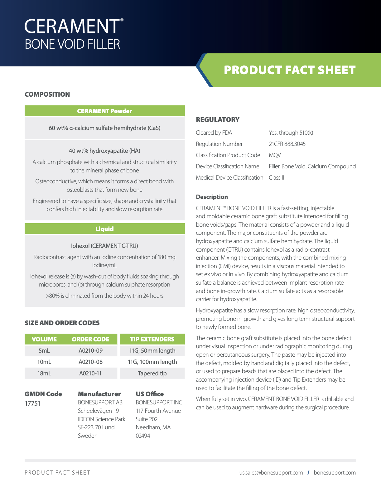 CERAMENT Product Fact Sheet US